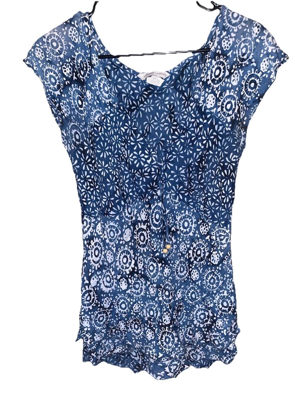 Women’s Nomadic Traders Blue Boho Chic Design Sleeveless Blouse Layered Sz M